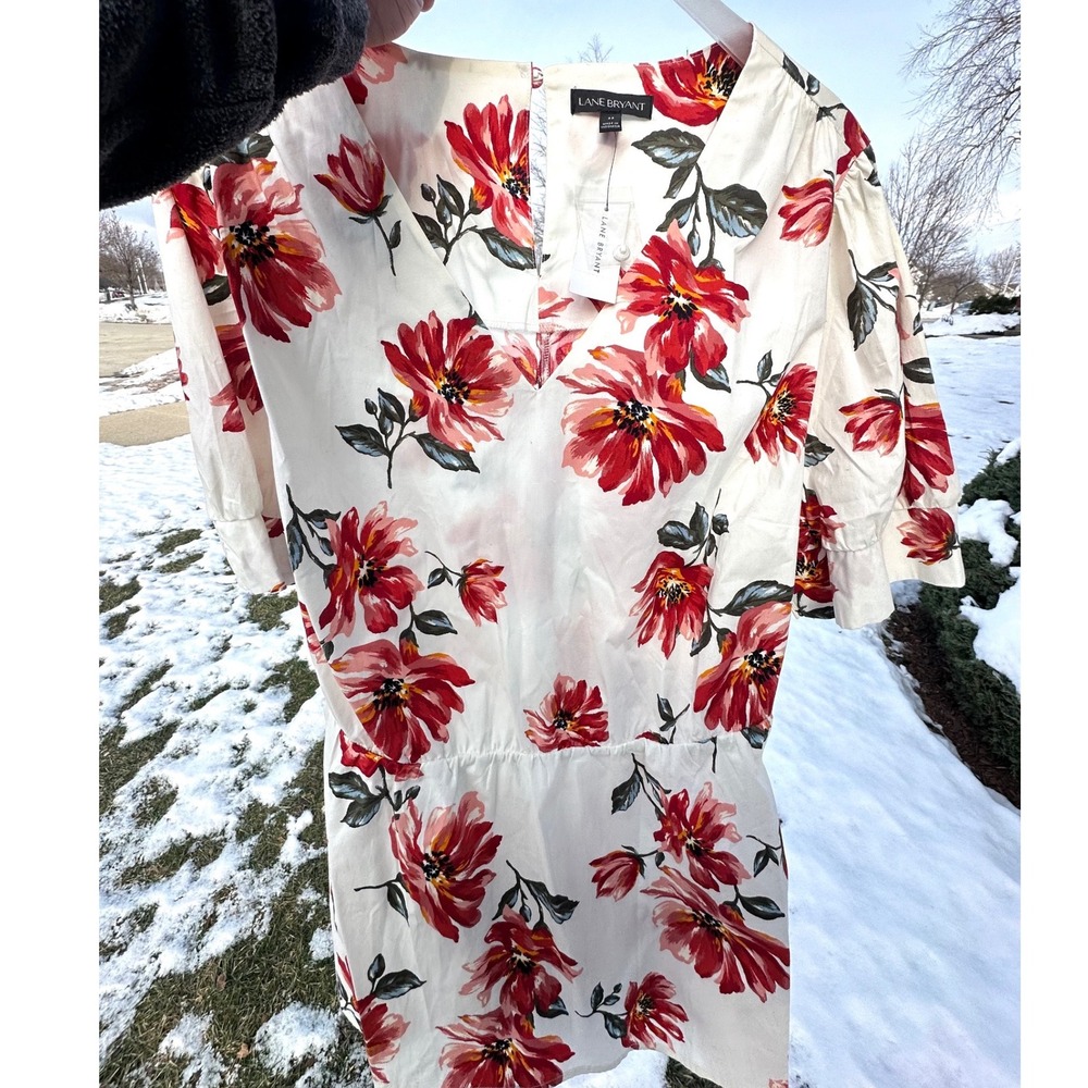 Lane Bryant Women's Floral V-Neck Blouse With Belt Size 22 - Picture 9 of 9